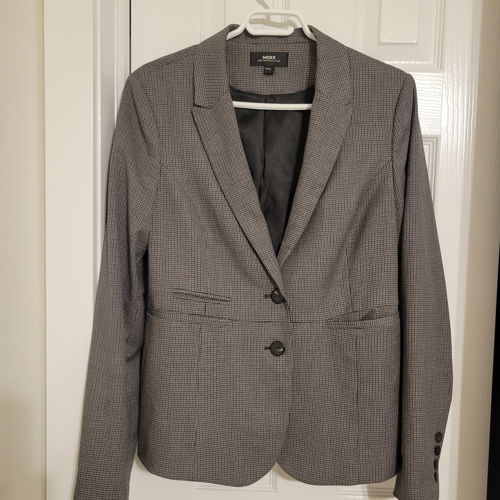 Mexx Metropolitan Black and Gray Houndstooth Jacket Size 12